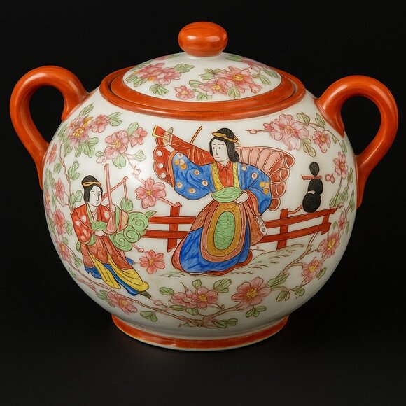Red  Japanese Ceramic Art Teapot with Intricate Designs - Picture 1 of 3